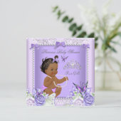 アフリカ系アメリカ人ラベンダーグレーベイビーシャワーガール 招待状 (スタンド正面)