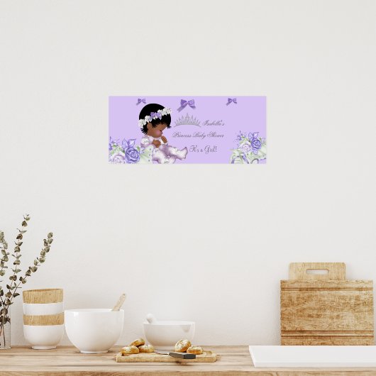 アフリカ系アメリカ人ラベンダーグレーベビーシャワーガール2 ポスター (キッチン)