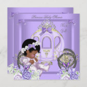 アフリカ系アメリカ人ラベンダーベビーシャワーガール5 招待状 (正面/裏面)