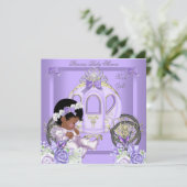 アフリカ系アメリカ人ラベンダーベビーシャワーガール5 招待状 (スタンド正面)