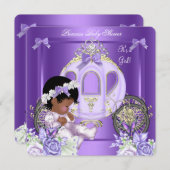 アフリカ系アメリカ人ラベンダーベビーシャワーガール5A 招待状 (正面/裏面)