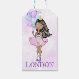 アフリカ系アメリカ人ラベンダー色の誕生日のお姫様 ギフトタグ