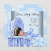 アフリカ系アメリカ人リトルプリンスベビーシャワーボーイ2 招待状 (正面/裏面)