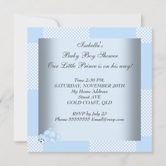 アフリカ系アメリカ人リトルプリンスベビーシャワーボーイ2 招待状 (裏面)