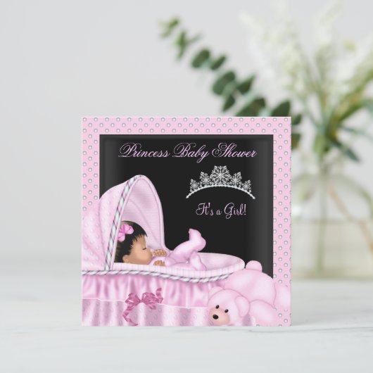 アフリカ系アメリカ人リトルプリンセスベビーシャワーガール 招待状 (スタンド正面)