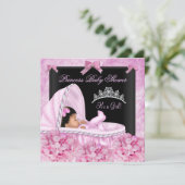 アフリカ系アメリカ人リトルプリンセスベビーシャワーガール 招待状 (スタンド正面)