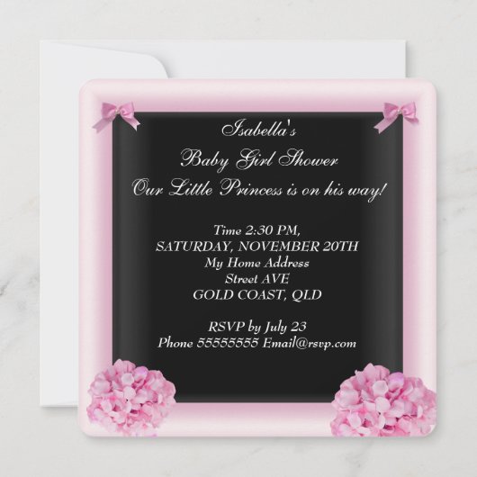 アフリカ系アメリカ人リトルプリンセスベビーシャワーガール 招待状 (裏面)