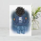 アフリカ系アメリカ人レオ〔占星術の〕十二宮図サインバースデーパーティー 招待状 (スタンド正面)