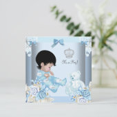 アフリカ系アメリカ人ヴィンテージプリンスベビーシャワーボーイ 招待状 (スタンド正面)