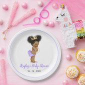 アフリカ系アメリカ人ヴィンテージプリンセスベビー紫 ペーパープレート (パーティー)