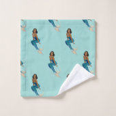 アフリカ系アメリカ人ヴィンテージ人魚モノグラム バスタオルセット (ウォッシュタオル)