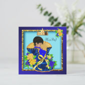 アフリカ系アメリカ人ヴィンテージ赤ちゃんシャワープリンスボーイ 招待状 (スタンド正面)