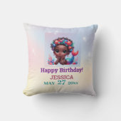 アフリカ系アメリカ人人魚メイド第5誕生日 クッション (正面)
