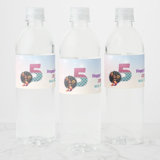 アフリカ系アメリカ人人魚メイド第5誕生日 ペットボトルラベル (ボトル)