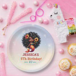 アフリカ系アメリカ人人魚メイド第5誕生日 ペーパープレート