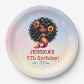 アフリカ系アメリカ人人魚メイド第5誕生日 ペーパープレート (正面)