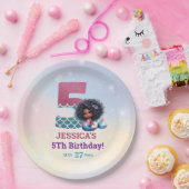 アフリカ系アメリカ人人魚メイド第5誕生日 ペーパープレート (パーティー)