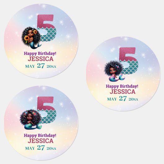 アフリカ系アメリカ人人魚メイド第5誕生日 ラベル (グループ)