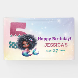 アフリカ系アメリカ人人魚メイド第5誕生日 横断幕