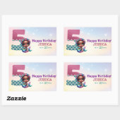 アフリカ系アメリカ人人魚メイド第5誕生日 長方形シール (シート)