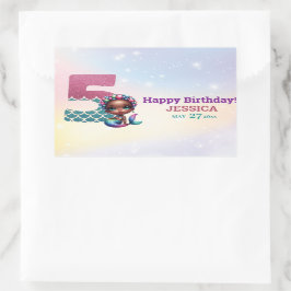 アフリカ系アメリカ人人魚メイド第5誕生日 長方形シール