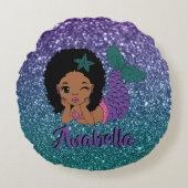 アフリカ系アメリカ人人魚 ラウンドクッション (正面)