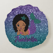アフリカ系アメリカ人人魚 ラウンドクッション (裏面)