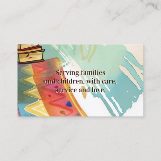 アフリカ系アメリカ人先生ベビーシッター託児 名刺 (裏面)