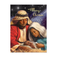 アフリカ系アメリカ人出生アートクリスマスポストカード