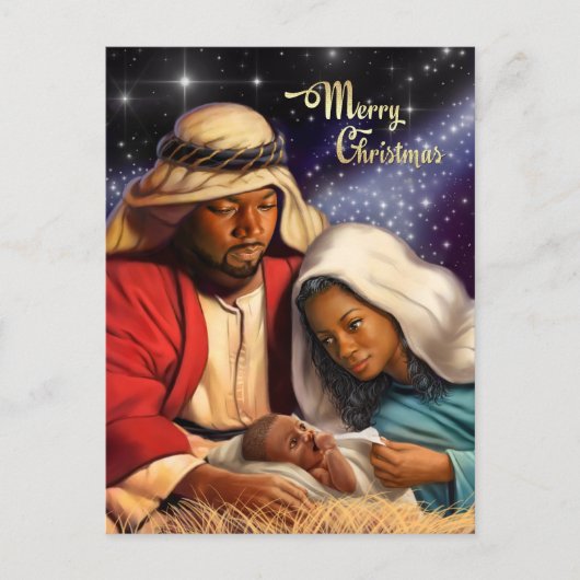 アフリカ系アメリカ人出生アートクリスマスポストカード シーズンポストカード (正面)