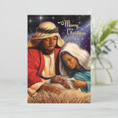 アフリカ系アメリカ人出生アートフラットクリスマスカード シーズンカード (スタンド正面)