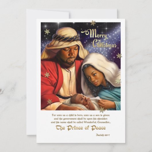 アフリカ系アメリカ人出生アートフラットクリスマスカード シーズンカード (正面)