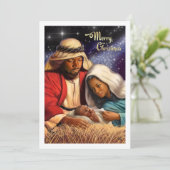 アフリカ系アメリカ人出生アートフラットクリスマスカード シーズンカード (スタンド正面)