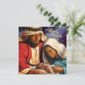 アフリカ系アメリカ人出生アートフラットクリスマスカード シーズンカード (スタンド正面)