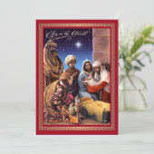 アフリカ系アメリカ人出生アートフラットクリスマスカード 招待状 (スタンド正面)