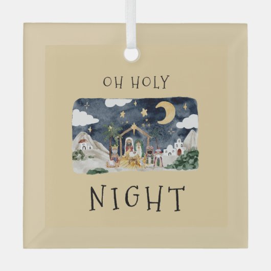 アフリカ系アメリカ人出生クリスマスカード ガラスオーナメント (正面)