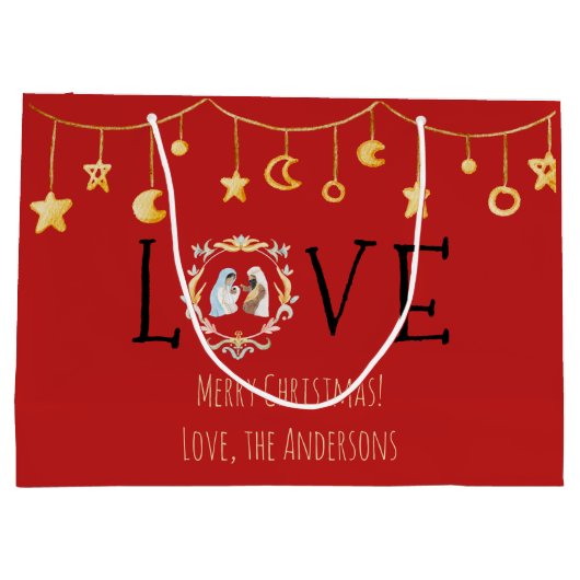 アフリカ系アメリカ人出生クリスマスカード ラージペーパーバッグ (裏面)