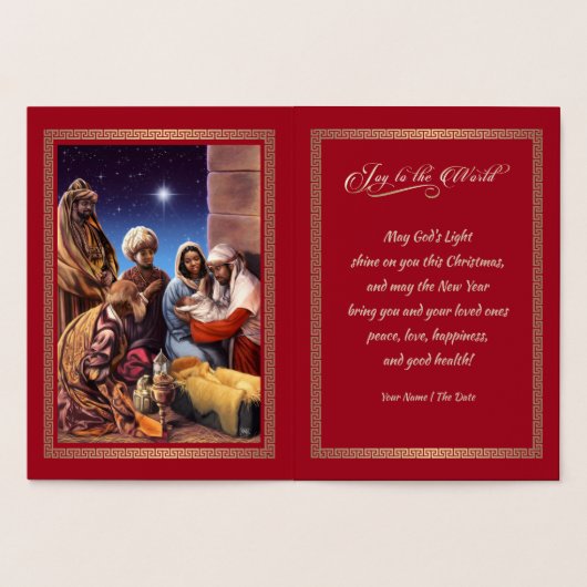 アフリカ系アメリカ人出生シーン実在クリスマス 箔カード (内部)