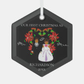 アフリカ系アメリカ人初めてのクリスマスのミスター・アンド・ミセス ガラスオーナメント (正面)