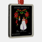 アフリカ系アメリカ人初めてのクリスマスのミスター・アンド・ミセス メタルオーナメント (右)