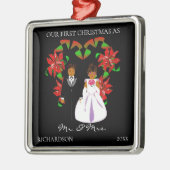 アフリカ系アメリカ人初めてのクリスマスのミスター・アンド・ミセス メタルオーナメント (左)