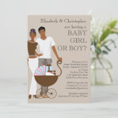 アフリカ系アメリカ人夫婦の性別が赤ちゃんシャワーを浴びる 招待状 (スタンド正面)