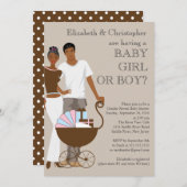 アフリカ系アメリカ人夫婦の性別が赤ちゃんシャワーを浴びる 招待状 (正面/裏面)