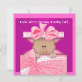 アフリカ系アメリカ人女子ベビーシャワー招待状 招待状 (正面)