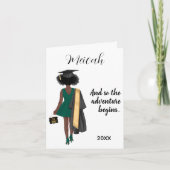 アフリカ系アメリカ人女子卒業モダンおめでとう シーズンカード (正面)