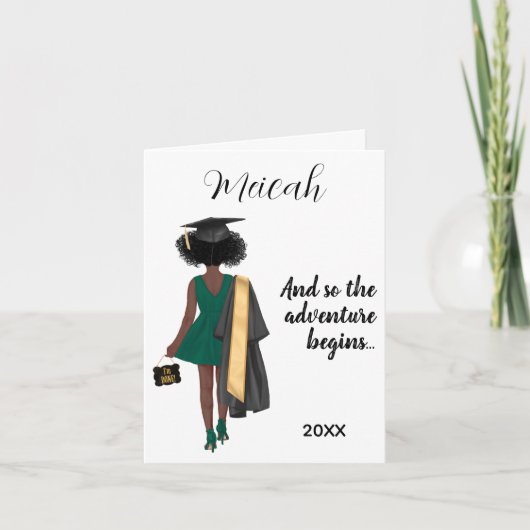 アフリカ系アメリカ人女子卒業モダンおめでとう シーズンカード (正面)
