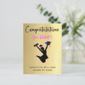 アフリカ系アメリカ人女子金ゴールド卒業カード ポストカード (スタンド正面)