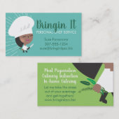 アフリカ系アメリカ人女性がナイフハーブを作る可愛い 名刺 (正面/裏面)