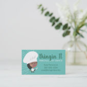 アフリカ系アメリカ人女性がナイフハーブを作る可愛い 名刺 (スタンド正面)