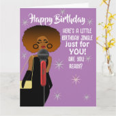 アフリカ系アメリカ人女性がマイクを歌う カード (黄色い花)